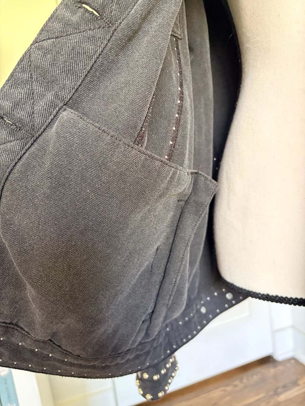 POL Studded Black Denim Jacket | Western Chic Oversized | Ladies Medium - Picture 7 of 10